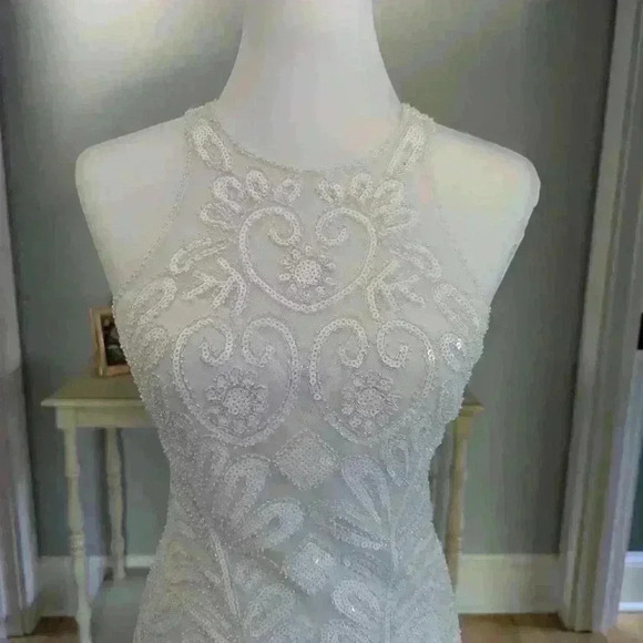 White Verte Beaded And Sequined Cocktail Homecoming Dress Size M - Picture 2 of 11